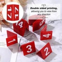 Acrylic Table Numbers 1-25 Double-Sided Tents for Weddings & Events – Red/White