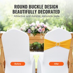 VEVOR 100PCS Gold Stretch Spandex Chair Sashes Elastic Band Wedding Party Dining