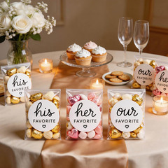 Wedding Favor Sticker Set with Self-Adhesive Bags, 90 Pcs, 1.6 Inch