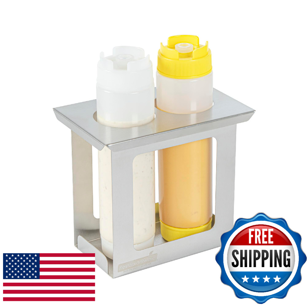 Restaurantware Stainless Steel Squeeze Bottle Holder – 1 Case – 7.01 x 4.49 x 6.