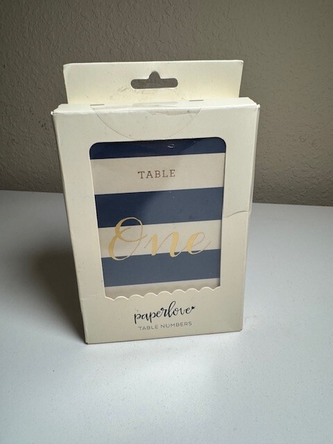 Paper Love Elegant Table Number Cards Navy Blue & Ivory Gold Foil Print Numbered