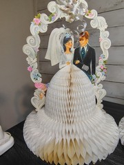 Vtg Hallmark Wedding Centerpiece 6os 70s Honeycomb Bride Groom Arch Lot Of 6