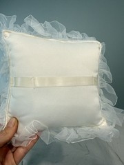 Vintage Darice Pillow with Tulle Edge Cream Wedding Ring Bearer Pillow