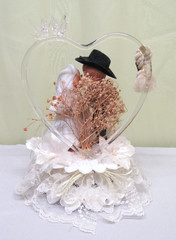 Vintage Western Couple Wedding Cake Topper Cowboy & Bride Tying the Knot