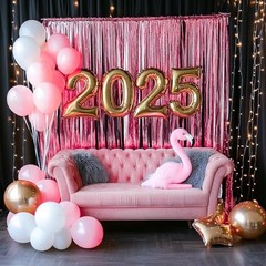 Streamers Tinsel Backdrop Curtain 8.2ft Foil Fringe Curtain for Baby 3pcs Pink