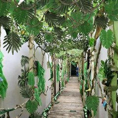 1 Set Vbs 2026 Jungle Party Decoration 10 X 13 Ft Netting with Tropical Rainfore