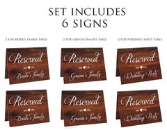 6 PCS Rustic Wood Look Freestanding Double Sided Reserved Wedding Signs