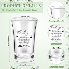 Unbreakable Acrylic Shot Glasses with Thank You Cards for Bachelorette Parties