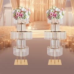 5-Tier Gold Crystal Flower Stand Wedding Party Events Table Decor Metal Pedestal