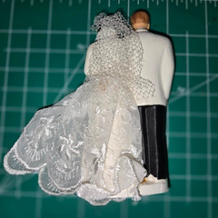 Vintage 1950s Wedding Cake Topper Bride & Groom. Elizabeth Taylor Style Dress