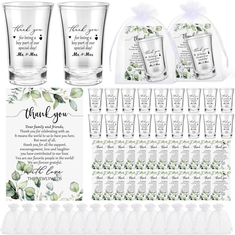 Sets Wedding Favors for Guests Wedding Shot Glasses Acrylic 100 Thank You