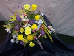 Wild flower: multi color bouquet w/ matching boutonierre