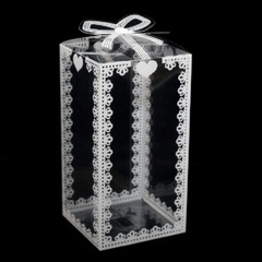 10/50pcs Clear Floral PVC Cube Boxes Gift Tennis Toy Candy Cake Package Display