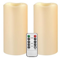 Large Outdoor Waterproof Flameless Candles with H04# Ivory 2pack Waterproof
