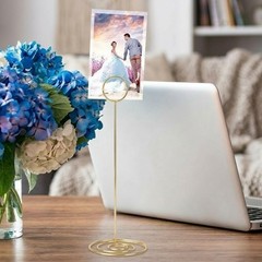 Elegant Gold Table Number Holders – Durable 8.75 Inch Photo Stand Set of 10