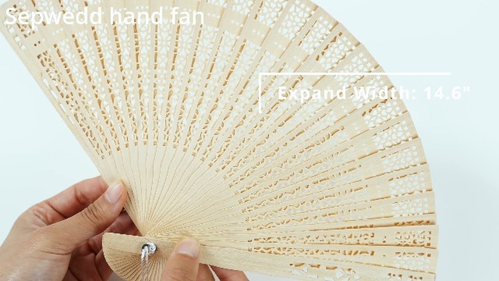 Sepwedd Set of 50pcs Sandalwood Fan Baby Shower Party Favors with Organza Bag…