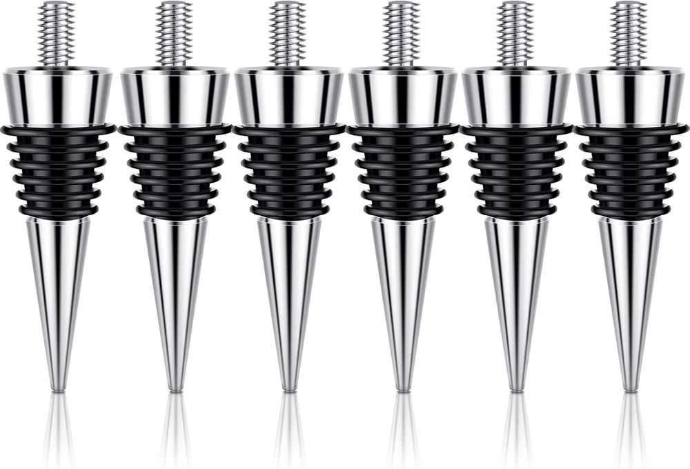 6 Pieces Metal Bottle Stopper 16 x 3/8 Blank Stainless Steel Silver/Black