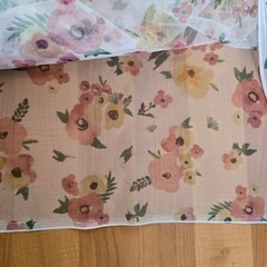 Floral Pastel Sheer Tulle Fabric Yardage 200 X 62 Romantic Cottage Sewing Craft