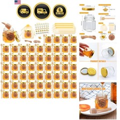 1.5 oz Mini Honey Jars，60 pack baby shower favors,There’s honey sticks, bee p…