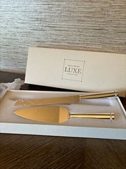 NEW Reed & Barton Cake Server And Knife Set With Rhinestone Handles W Sheathes