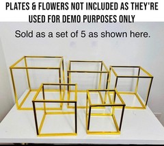 Gold Cube Dessert Table Stands | 5-Piece Cake Display Risers