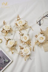 Champagne Boutonniere for Men Wedding, Set of 6, Groom and Best Man Boutonnie…