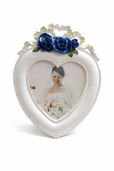 Wedding Photo Frame Set of 2 Heart Rhinestone Ivory Bride Groom Table Decor