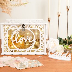 White PVC Storage for Wedding, 12.0 x 9.3 x 8.5 inches, Holds 300+ Cards, Wat…
