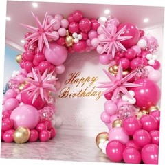 Hot Balloons Garland Arch Kit 180pcs with Star – 22 18 12 10 5in Different Pink