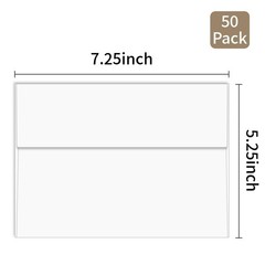YINUOYOUJIA 50 Packs White A7 Envelopes, 5×7 Envelopes for 50pack,