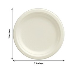 50 Round 7″ White Bagasse Sustainable Salad Plates Party Tableware Decoration