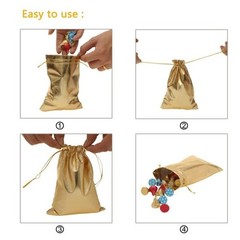 50pcs Gold Gift Drawstring Bags Pouches For Jewelry Organizers Candy Package