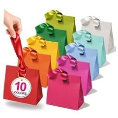 Small Gift Bags with Ribbon Handles Multicolor Small Size / 10 Pack 10 Colors