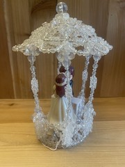 Vintage Handmade Beaded Gazebo WiltonKissing Bride And Groom Wedding Cake Top