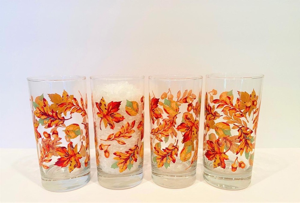 Royal Norfolk Libbey Fall Autumn Leaves 16oz Glasses – Set of 4