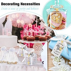 100 Pieces Baptism Favors Set Includes 25 Pieces Mini Rosary, Laser Cut Gold