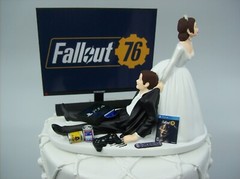 Funny Auto Bride and Groom Wedding cake topper JO