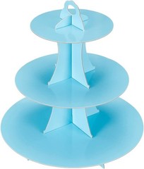 Sturdy 3-Tier Dessert Display Stand in Light Blue for Events, Holds 16 Cupcakes