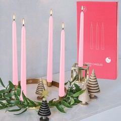 YOROXRG 24 Pink Taper Candles, 7-8 Hr Burn, Unscented, Smokeless, .75″x10″