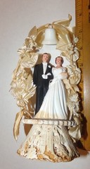 1959 Incredible Vintage 1950’s Wedding Cake Topper Silk Flower Bell Top