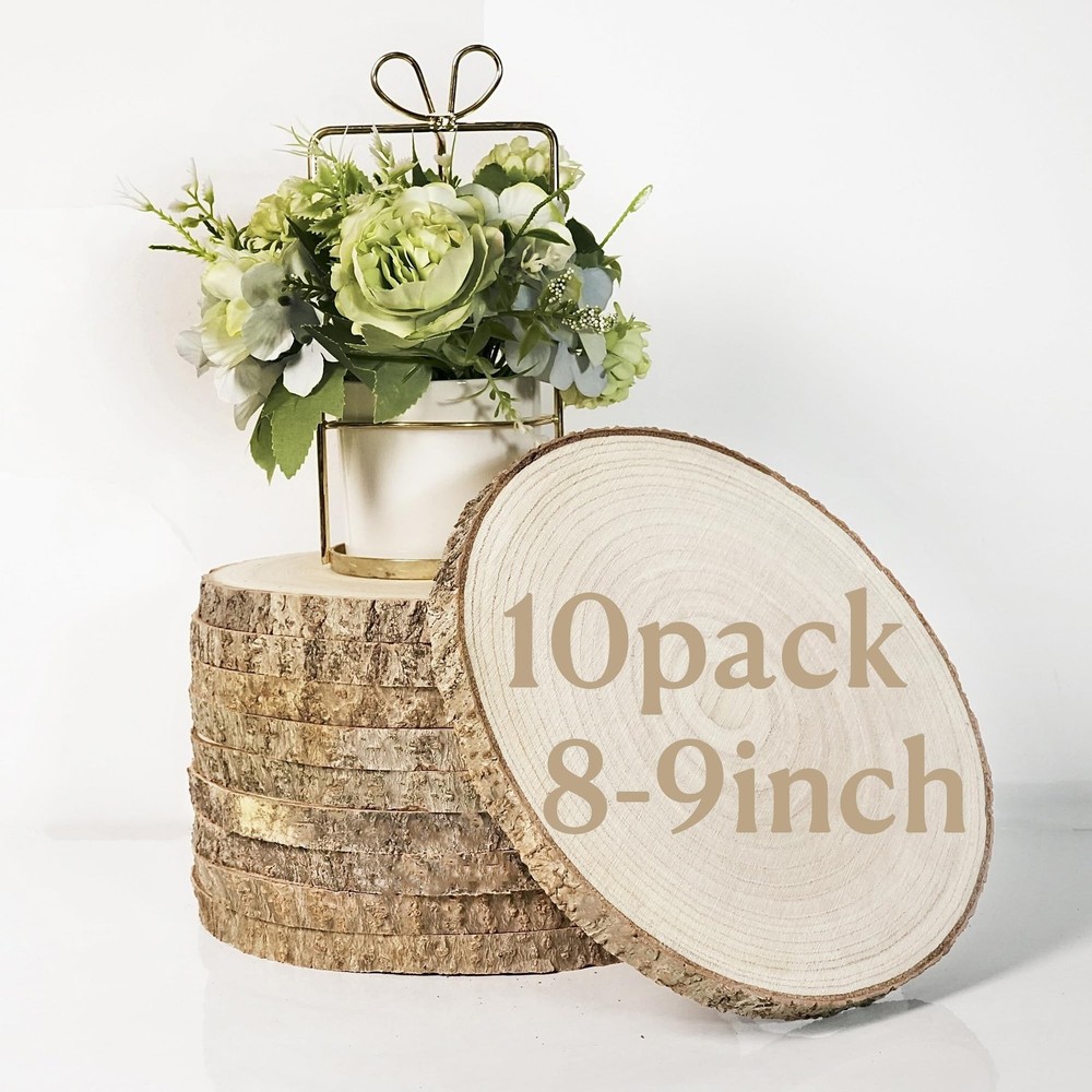 Wood Slices for Centerpieces 10 Pcs Natural Wood Rounds 8-9 Inch for Wedding …