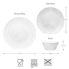 Bzyoo Bpa-Free Dishwasher Safe 100 Melamine Plastic Plate Bowl Set Casual