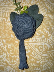 Set Of Four Denim Bridal Wedding Rose Boutonnières For Groomsmen