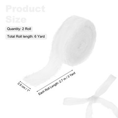 2 Roll White 1 Inch Velvet Ribbon Total 6 Yard Frayed Ribbon for Gift Wrapping