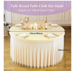 Wedding Table Cloth 48″ Round Tulle
