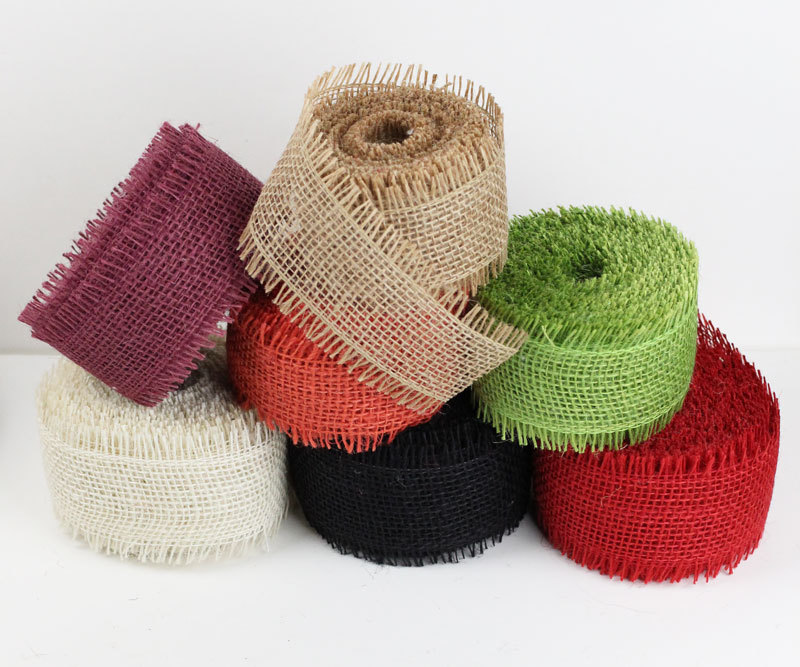 1.5″ Burlap Ribbon 10 Yard Roll with Frayed Edges – Available in 6 Colors
