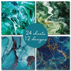 Desecraft 12×12 Ocean Marble Scrapbook Cardstock 12 x 12 inches, Multicolored