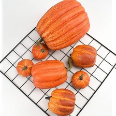 Orange Artificial Pumpkins Set,7Pcs Foam Decor Orange,