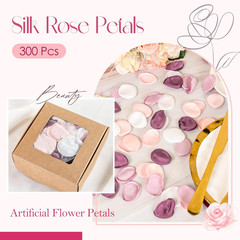 300Pcs Artificial Flowers Silk Fake Pink Rose Petals Flower Girl Scatt