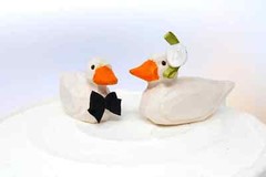 White Duck Love Birds Cake Topper Bride & Groom Wedding Engagement Anniversary
